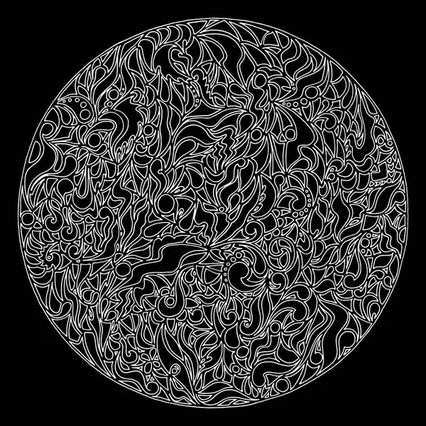 Schwarz und weiß monochrom Doodle Kreis Textur Hintergrund Vektor — Stockvektor
