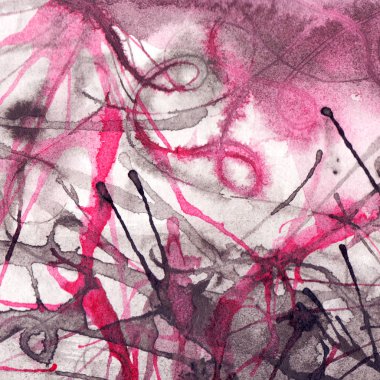 Suluboya siyah beyaz pembe soyut doku arka plan