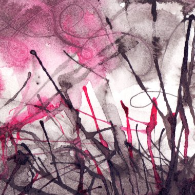 Suluboya siyah beyaz pembe soyut doku arka plan