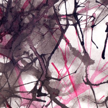 Suluboya siyah beyaz pembe soyut doku arka plan