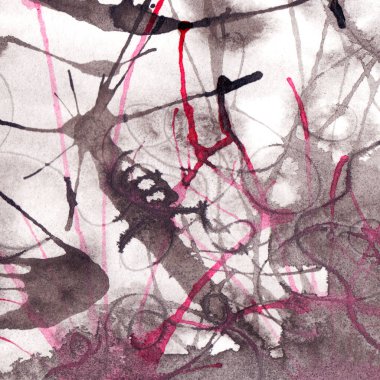 Suluboya siyah beyaz pembe soyut doku arka plan