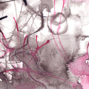 Suluboya siyah beyaz pembe soyut doku arka plan