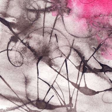 Suluboya siyah beyaz pembe soyut doku arka plan