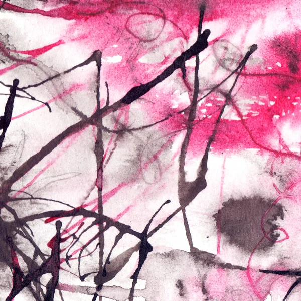 Акварель черный белый розовый абстрактный фон текстуры — стоковое фото