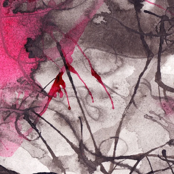 Aquarela preto branco rosa abstrato textura fundo — Fotografia de Stock