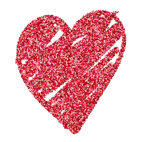 Watercolor glitter red shine heart love symbol isolated vector — Stock Vector