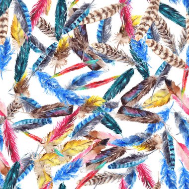 Sulu Boya renkli tüy Dikişsiz desen arka plan dokusu