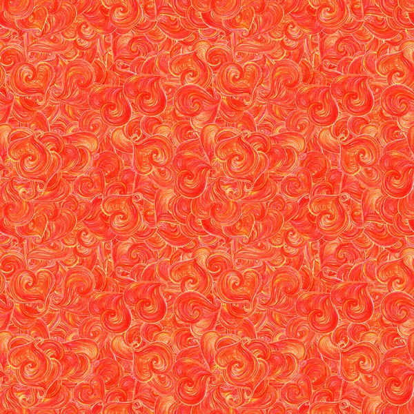 Akwarela czerwony pomarańczowy serce wzór Saint Walentynki — Zdjęcie stockowe