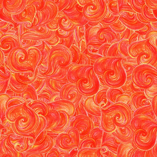 Aquarell rot orange Herz Heiliger Valentinstag nahtloses Muster — Stockfoto