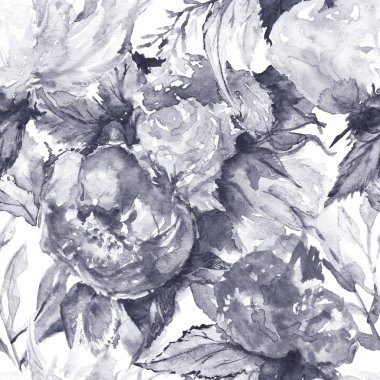 Suluboya çiçek çiçek Şakayık Dikişsiz desen Tekstil arka plan gül