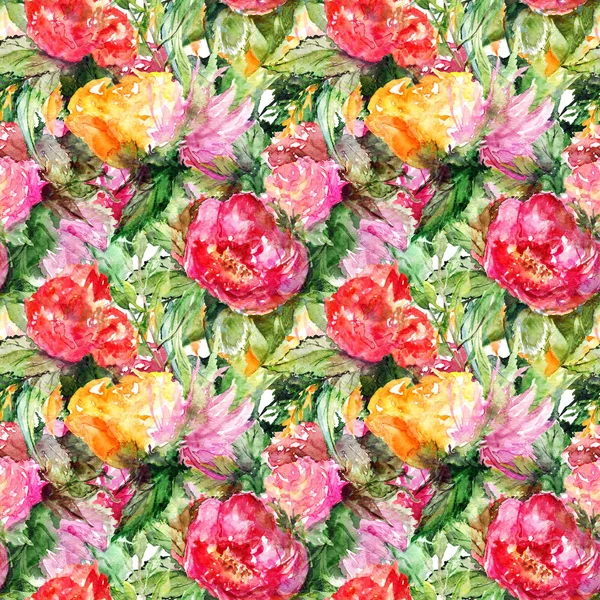 Watercolor flower floral peony rose seamless pattern textile background