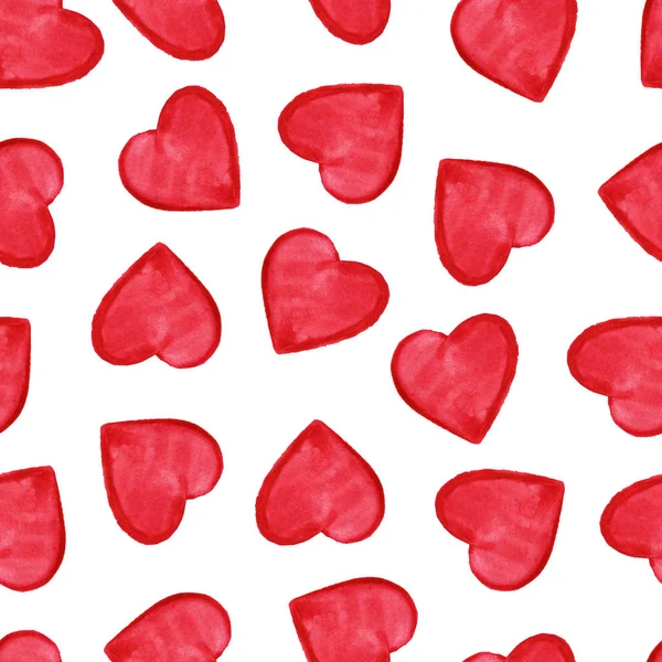 水彩赤心聖バレンタインのシームレス パターン — ストック写真