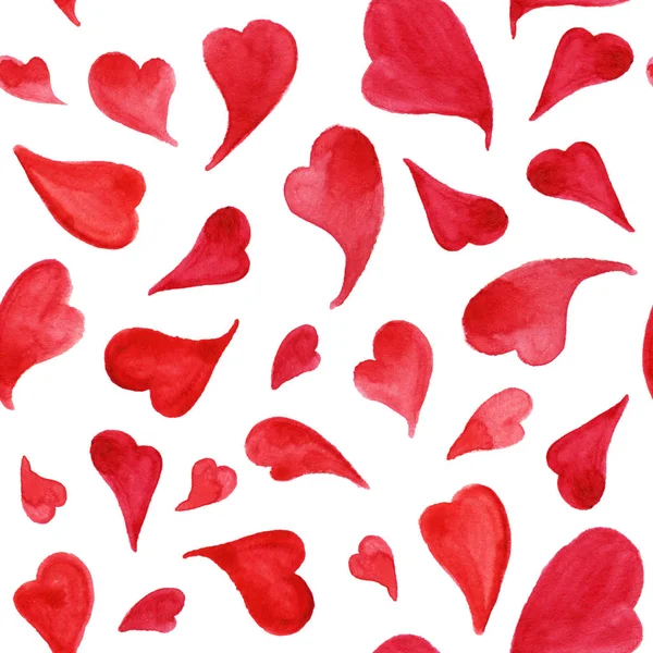 Aquarelle coeurs rouges Saint Valentin motif sans couture — Photo