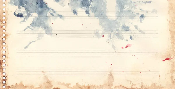 Vintage retro watercolor music sheet background texture grunge — Stock Photo, Image