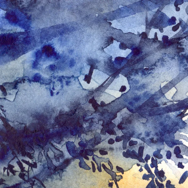 Акварельный синий цвет листвы абстрактный текстурный фон — стоковое фото
