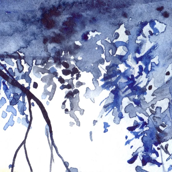 Акварельный синий цвет листвы абстрактный текстурный фон — стоковое фото