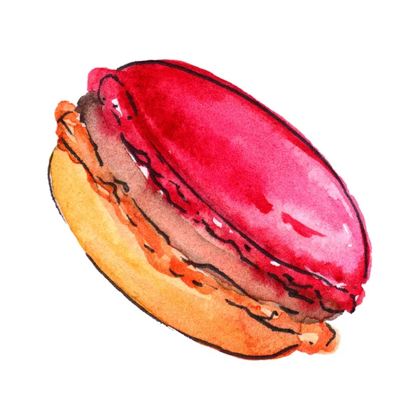 İzole suluboya şekerli pişmiş tatlı badem acıbadem kurabiyesi kurabiye