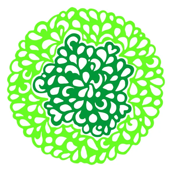 Doodle neon verde círculo ornamental mandala vetor — Vetor de Stock