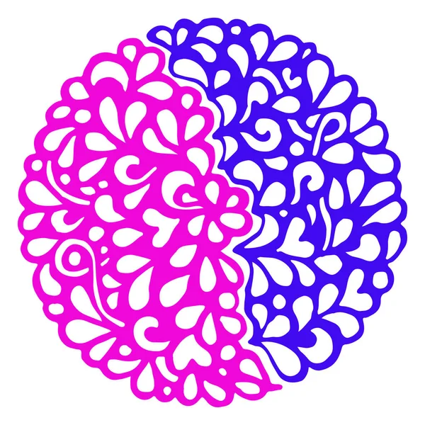 Doodle violeta rosa círculo ornamental mandala vetor — Vetor de Stock