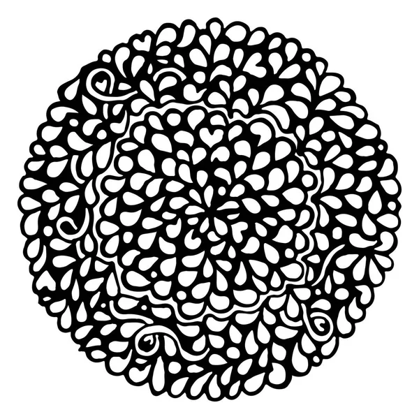 Doodle černobílé a černé kruh okrasné mandala vektor — Stockový vektor