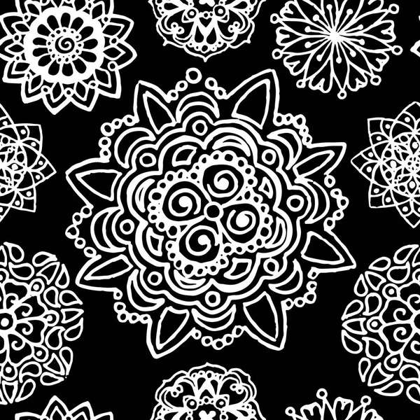 Schwarz weiß monochrom Kreis Mandala Doodle Muster Hintergrund Textur — Stockfoto