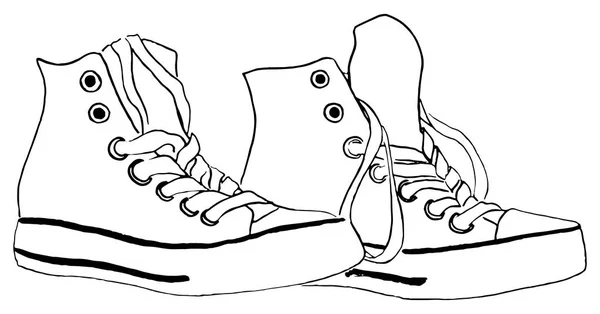 Czarno-białe trampki monochromatyczne parę buty na białym tle wektor — Wektor stockowy