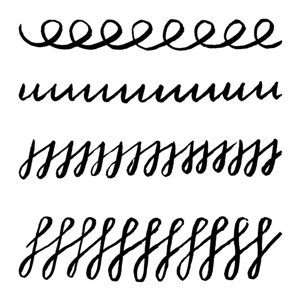 Monocromo blanco y negro línea abstracta caligrafía conjunto vector — Archivo Imágenes Vectoriales