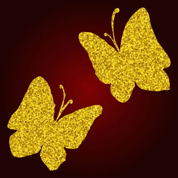 Aquarelle rouge jaune papillon dessiné à la main ensemble isolé — Image vectorielle