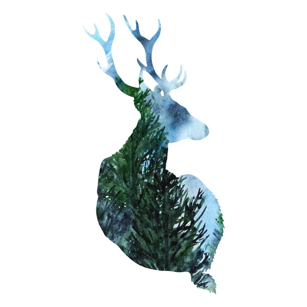 Изолированный силуэт оленя лес животных лесной фон — стоковое фото