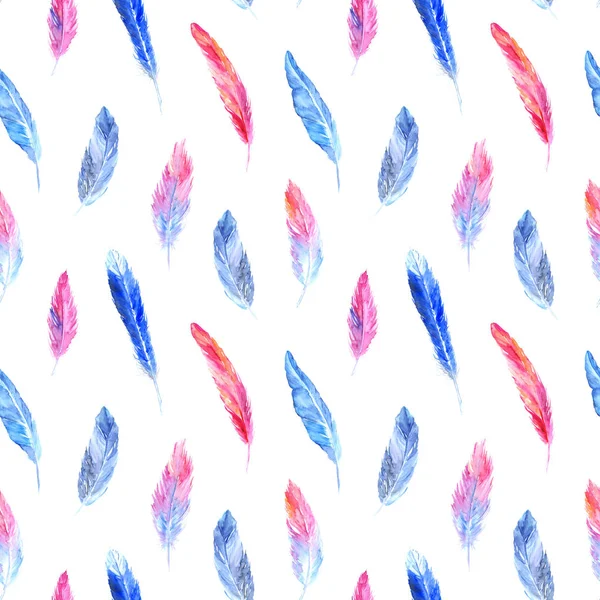 Sulu Boya renkli pembe mavi kuş tüyü Dikişsiz desen doku arka plan