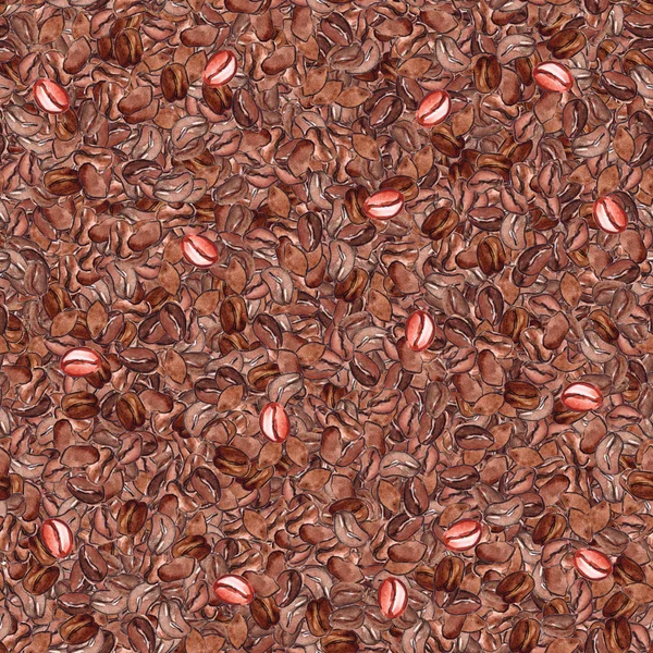 水彩の自然な香りのコーヒー豆のシームレス パターン — ストック写真