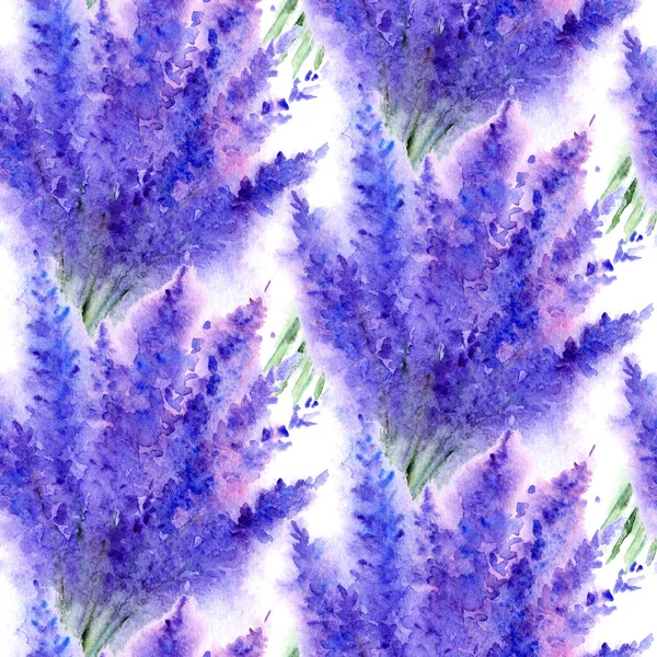 수채화 라벤더 꽃 꽃 꽃다발 원활한 패턴 질감 배경 — 스톡 사진