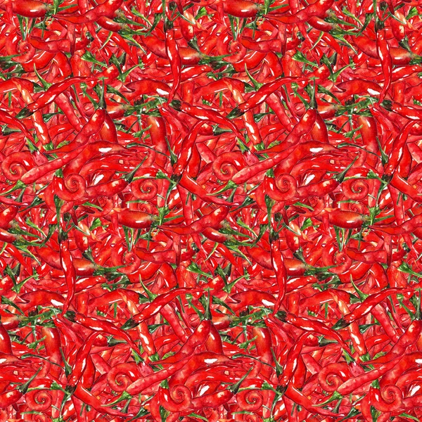 Akvarelu red hot chilli chilli pikantní paprika vzor bezešvé textury pozadí — Stock fotografie