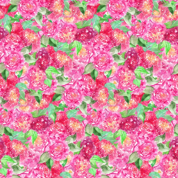 Aquarell rosa Rose Pfingstrose Blume Blumen nahtlose Muster Textur Hintergrund — Stockfoto