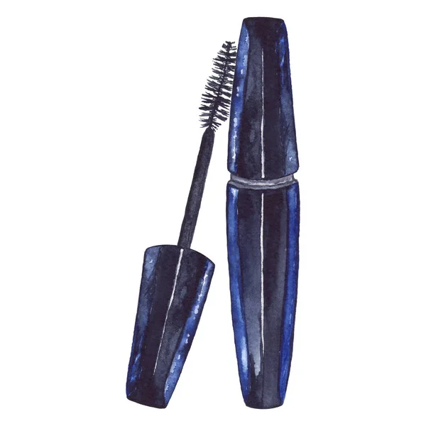 Cosmétiques de brosse de mascara pour femmes aquarelle composent isolé — Photo