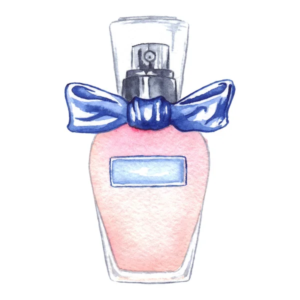 水彩女性香水瓶香水隔离 — 图库照片