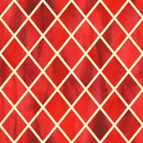 Acuarela rojo rubí rombo geométrico amarillo línea sin costuras patrón textura fondo — Foto de Stock