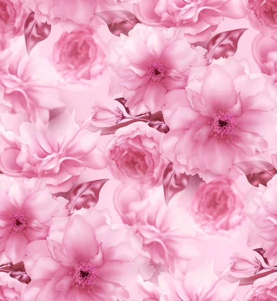 Rosa Kirsche Sakura Blume Blumen digitale Kunst nahtlose Muster Textur Hintergrund — Stockfoto