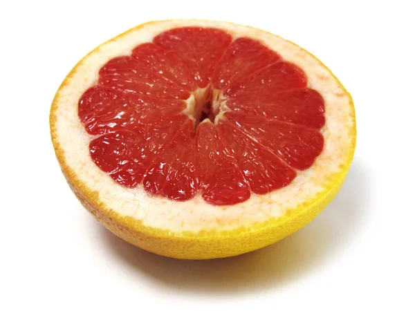 Makrofoto von Grapefruit-Zitrusfrüchten isoliert auf weißem Hintergrund — Stockfoto