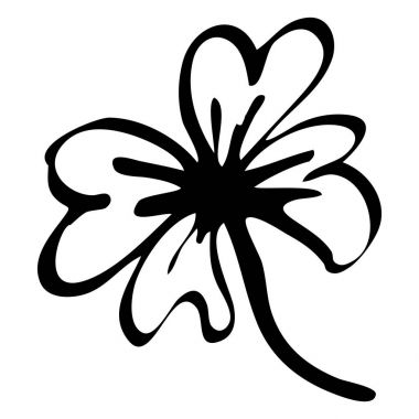 Tek renkli siyah ve beyaz yonca yonca Saint Patrick's Day mürekkep satırı sanat izole vektör doodle