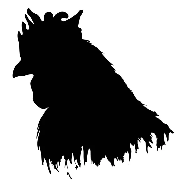 Coq coq ferme oiseau silhouette animale contour noir et blanc monochrome isolé art vecteur — Image vectorielle