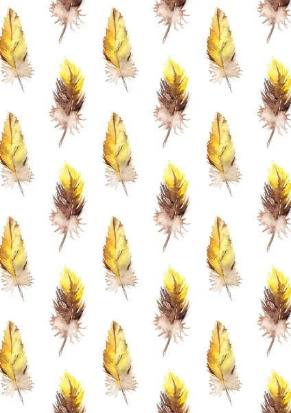 Watercolor yellow parrot feather background pattern texture — Stock Photo, Image