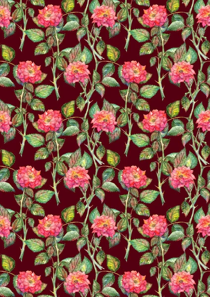 Acuarela rosa rosa flor patrón floral textura fondo —  Fotos de Stock