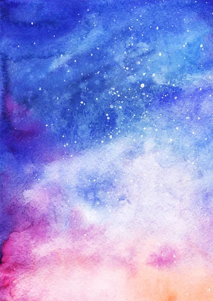 Acuarela colorido espacio estrellado galaxia nebulosa fondo patrón textura —  Fotos de Stock