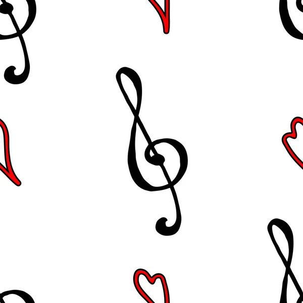 Чорно Червоний Пробитий Розумне Серце Любов Музична Лінія Мистецтва Безшовний — стоковий вектор