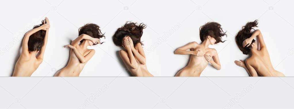 collage of female nude bodies