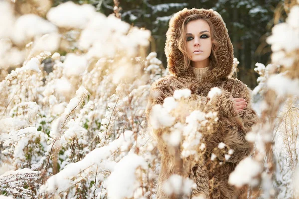 Inverno ragazza in pelliccia — Foto Stock