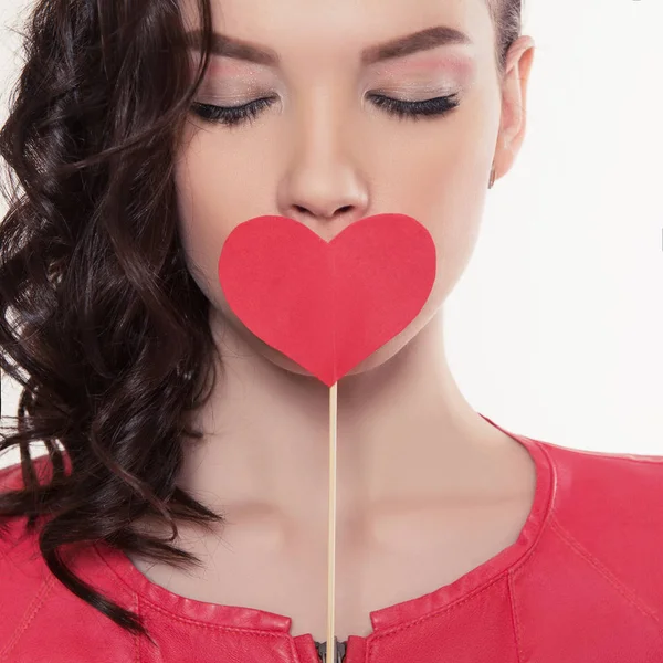 Young woman with heart — Stock Photo, Image