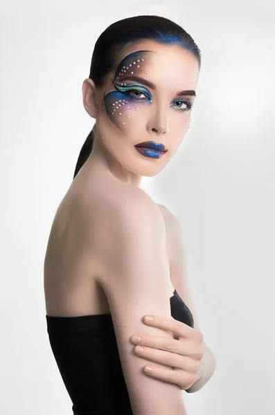 Beauty woman with colorful make-up — Stock Photo, Image