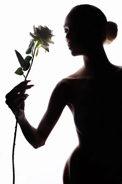 Nagie piękne kobiety z kwiatem — Zdjęcie stockowe